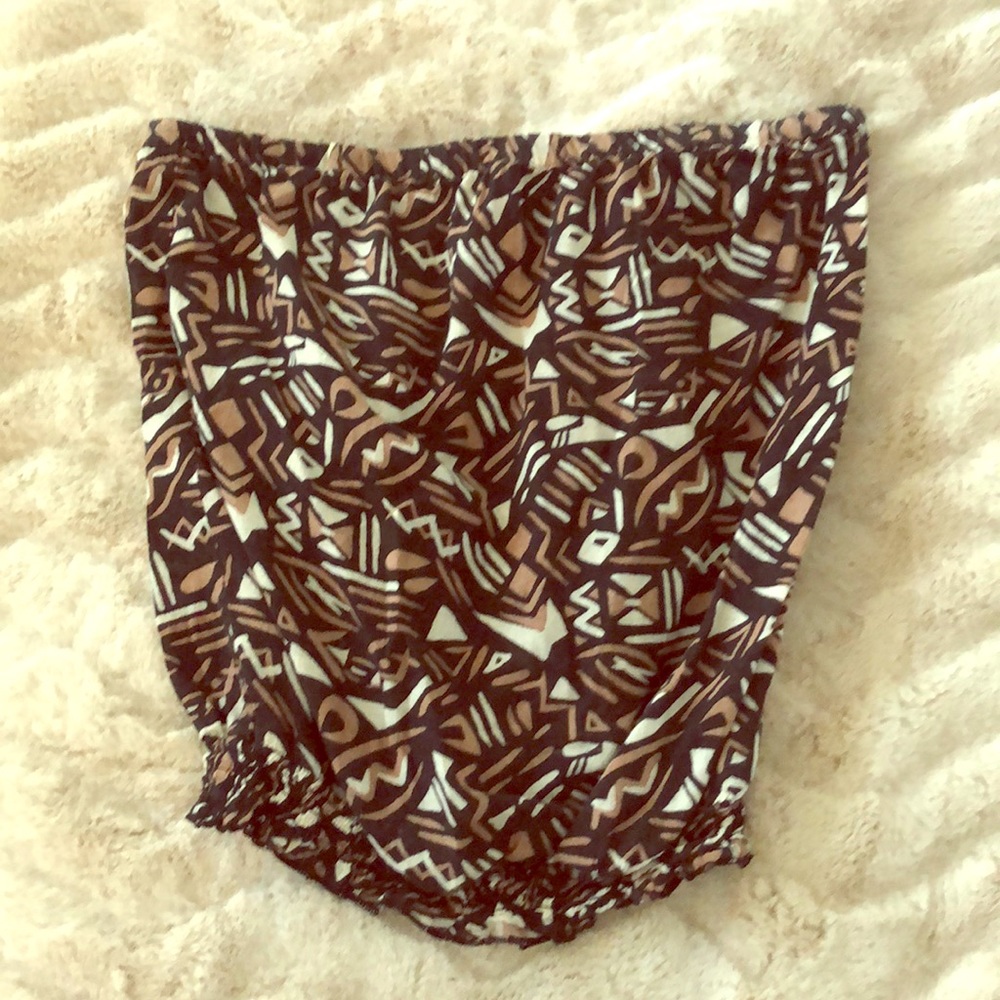 Tribal print strapless loose crop